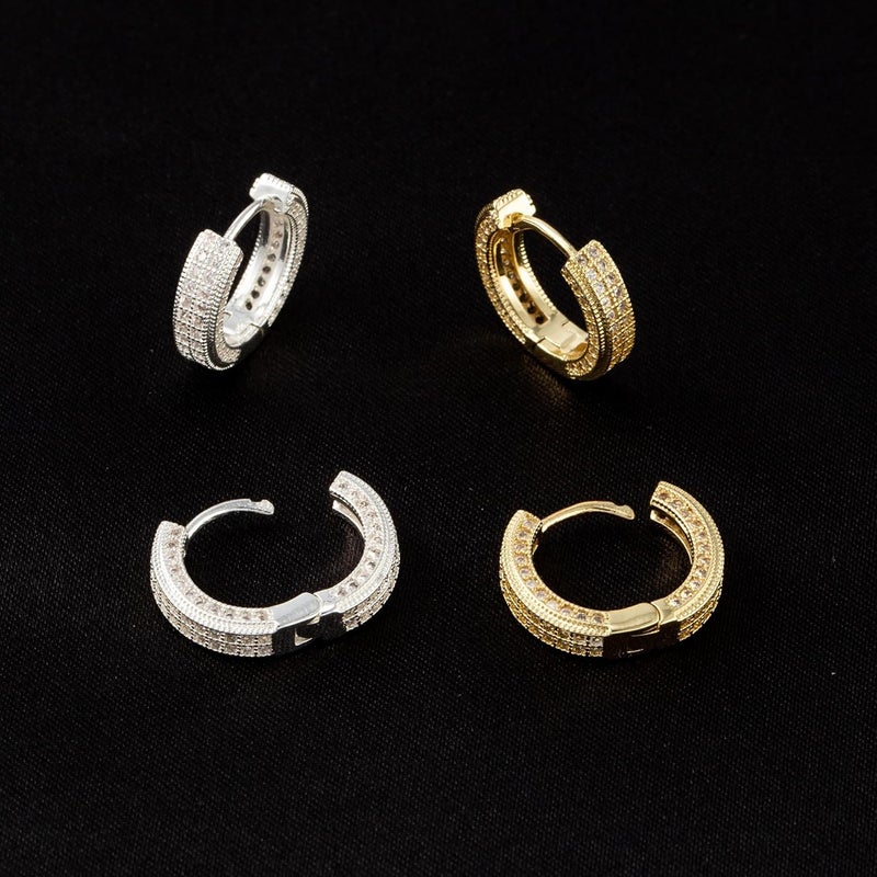 Txdvbls Store Hoop Earrings for Men | 14K Gold Plated Cartilage Huggie Earrings, Hypoallergenic Lightweight CZ Inlaid for Sensitive Ears - Image 4